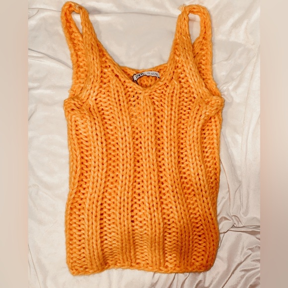 Zara Tops Zara Crochet Tank Orangeyellow Limited Edition Size